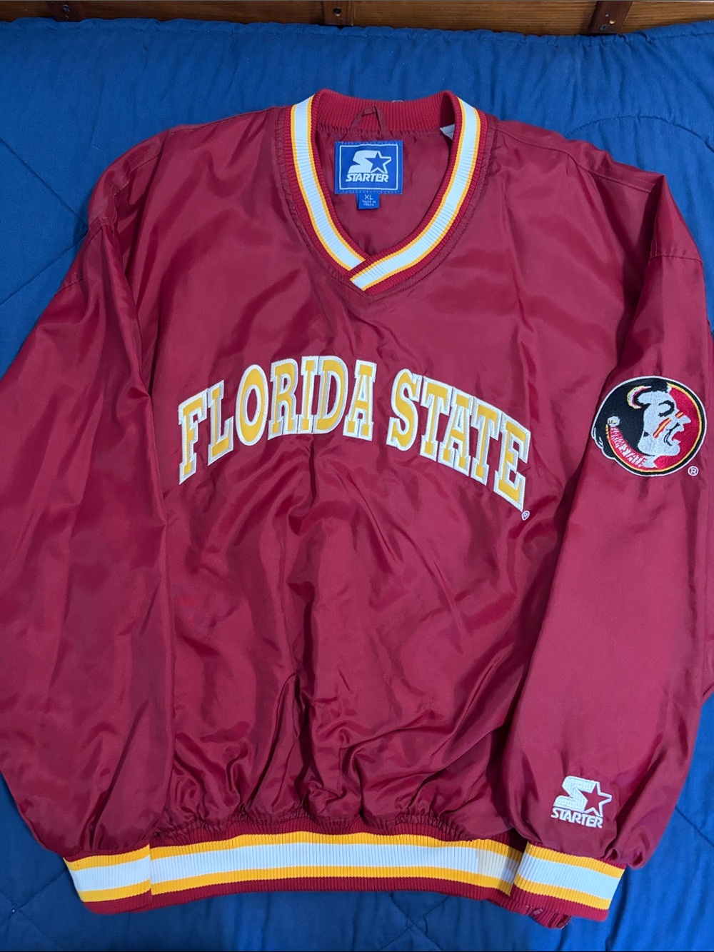 STARTER Garnet Florida State Pullover Jacket with Yellow Trim